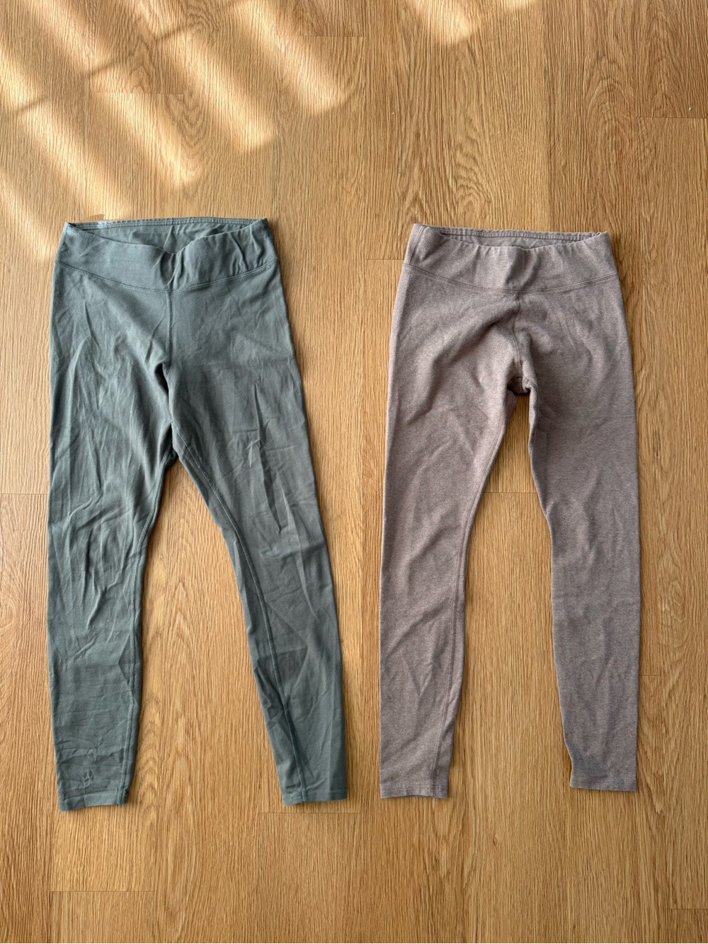 PACT Organic Cotton Leggings Small Green Taupe 2 Pair Bundle